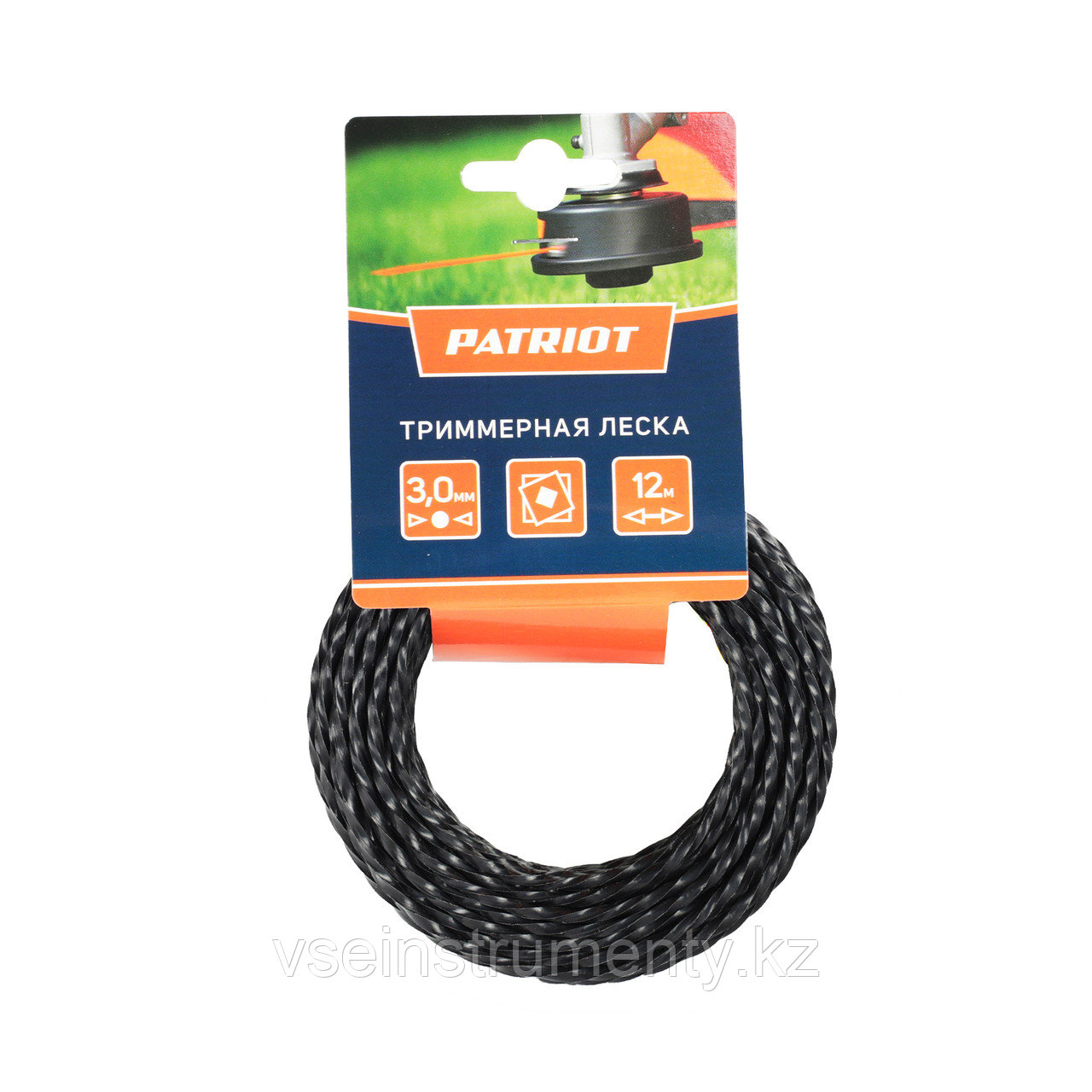 Леска D 3,0 мм L 12 м (скрученный квадрат, черная), фото 1