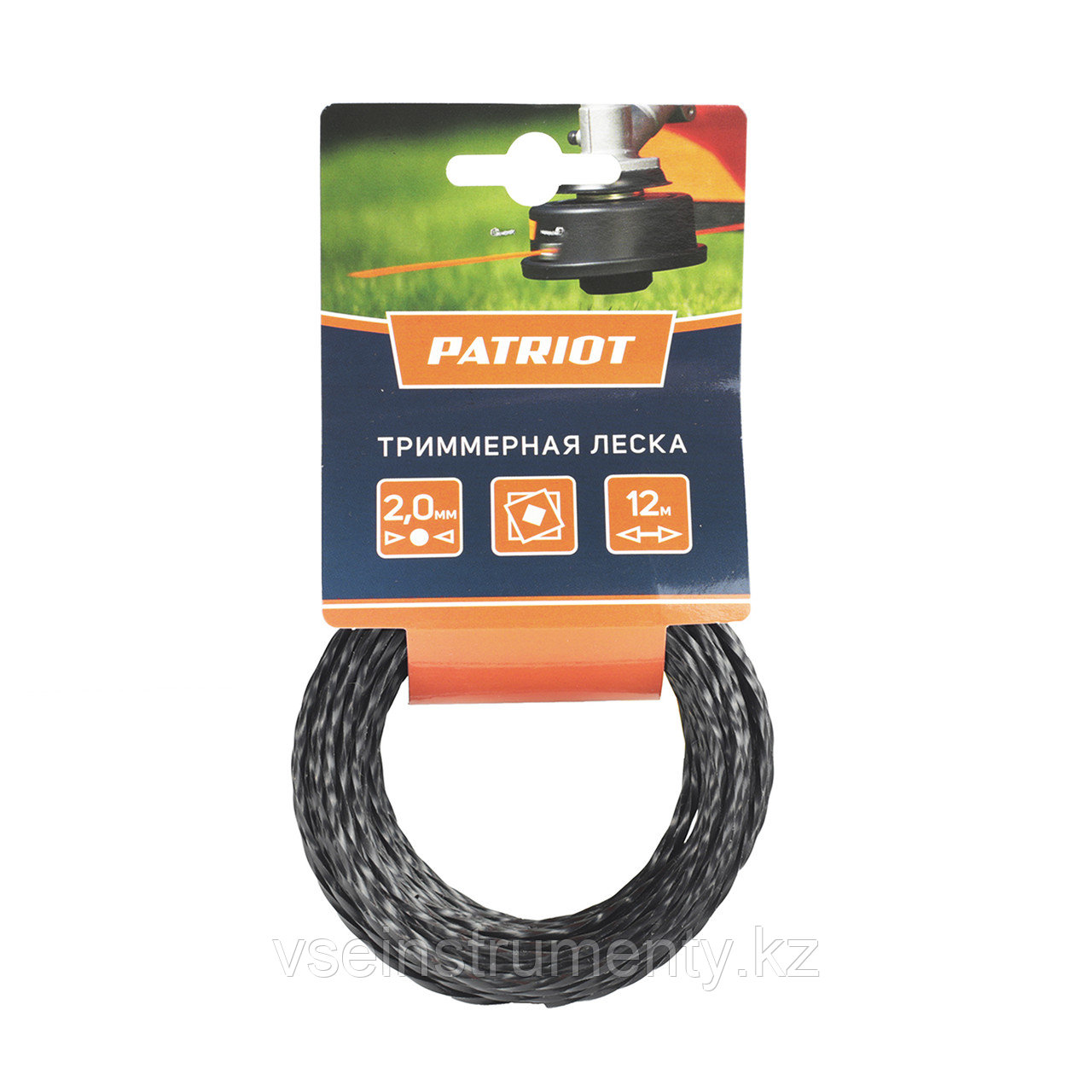 Леска D 2,0 мм L 12 м (скрученный квадрат, черная), фото 1