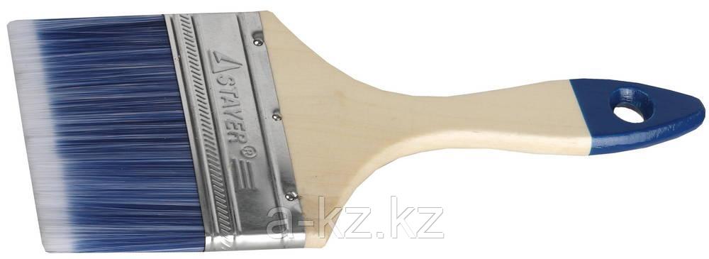 STAYER AQUA, 100 мм, 4″, искусственная щетина, деревянная ручка, для воднодисперсионных и акриловых ЛКМ,
