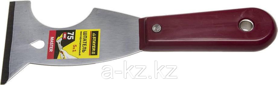 STAYER 75 мм, пластиковая ручка, стальной, многофункциональный шпатель (10031), фото 1
