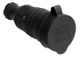 Розетка с защитной крышкой переносная РБп13-1-0м ОМЕГА IP44 каучук IEK