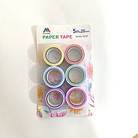 Скотч бумажный декор. 6цв 20мм*5м A034