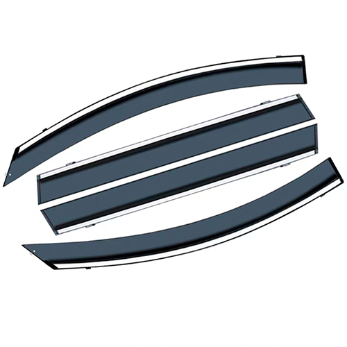 Ветровики, дефлекторы BYD Qin ev, прозрачные с хромом, фото 1