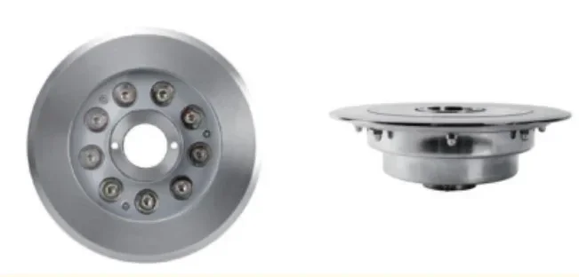 Прожектор для фонтана круглый под форсунку (нерж.SS316) HJ-FL170-32 6W/12V/IP68/RGB/ф170 мм, фото 1