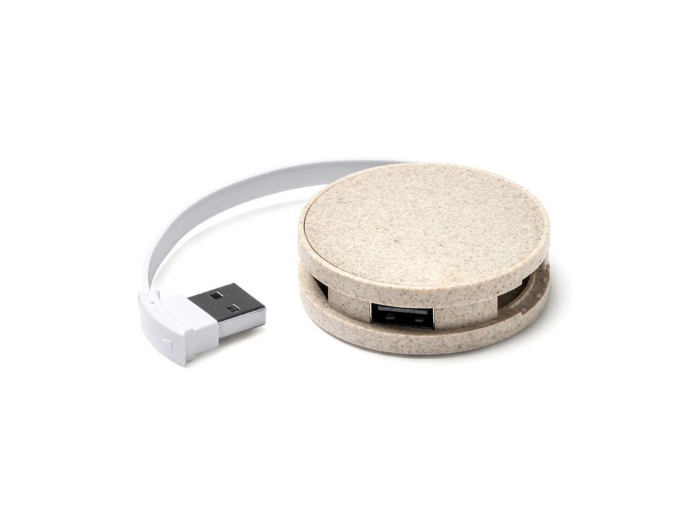 USB хаб GOSPEK из пшеничного волокна, бежевый