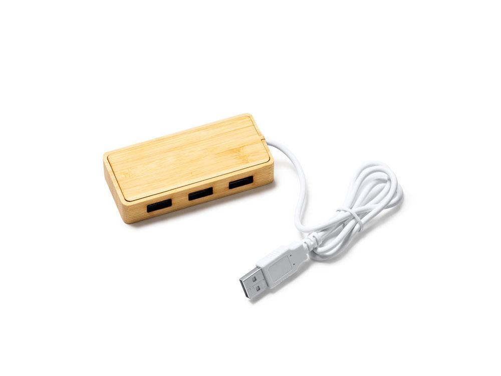 USB хаб NEPTUNE, натуральный/белый