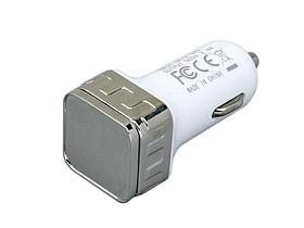 Квадратная автомобильная зарядка на 2 USB-порта, серебристый