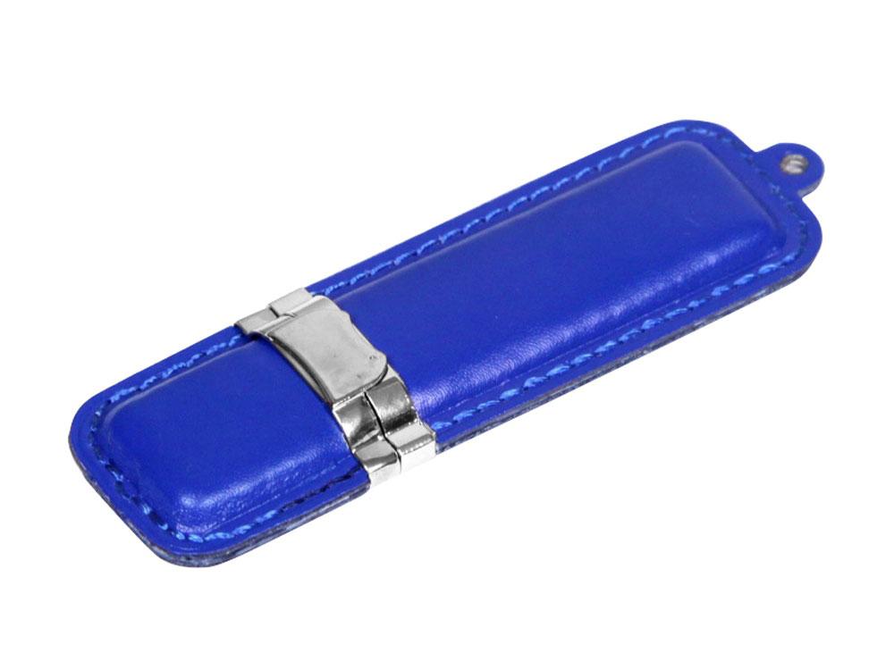 USB 2.0- флешка на 4 Гб классической прямоугольной формы, синий/серебристый
