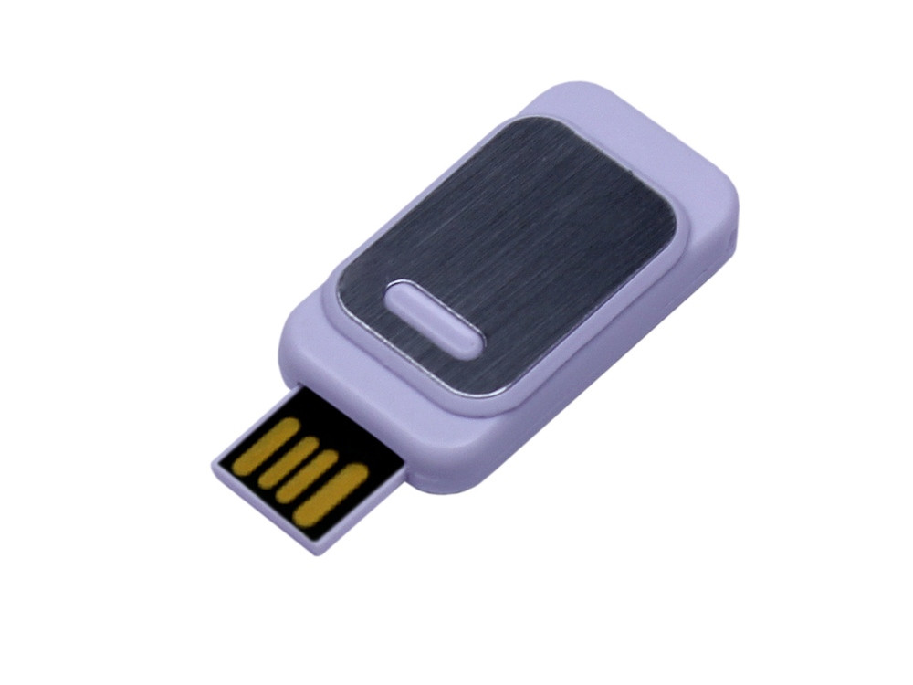 USB 2.0- флешка промо на 32 Гб прямоугольной формы, выдвижной механизм, белый