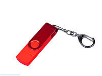 USB 2.0/micro USB/Type-С- флешка на 64 Гб 3-в-1 с поворотным механизмом, красный