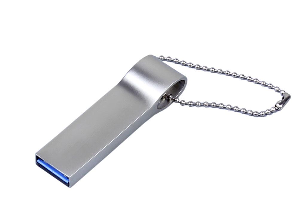 USB 2.0-флешка на 8 Гб с мини чипом и боковым отверстием для цепочки, серебристый