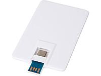 USB 3.0- флешка на 64 Гб Duo Slim с разъемом Type-C, белый