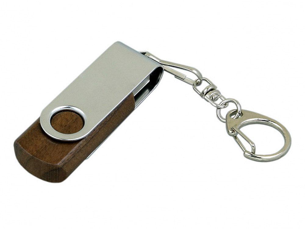 USB 3.0- флешка промо на 64 Гб с поворотным механизмом, коричневый/серебристый