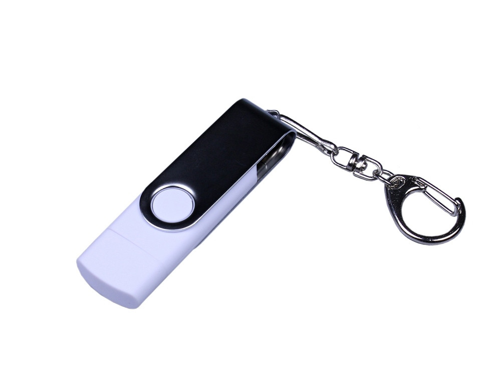 USB 3.0/micro USB/Type-C- флешка на 32 Гб с поворотным механизмом, белый