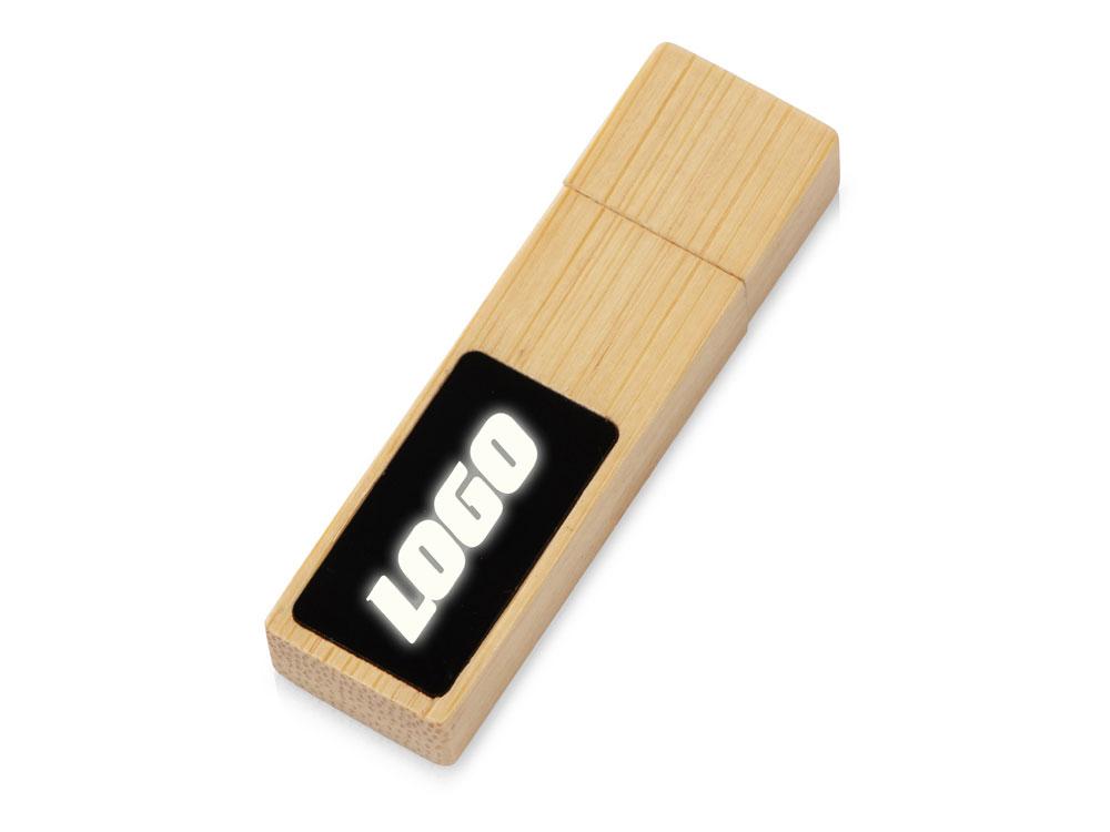 USB 2.0- флешка на 32 Гб c подсветкой логотипа «Bamboo LED», натуральный