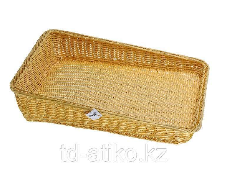 Корзина для хлеба прямоуг. 45*30 см. h=4/10 см. с приподнятым краем бежевая полиротанг MGprof /1/25/