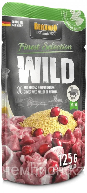 511645 BELCANDO Venison with millet & Lingonberries, корм для собак с олениной, просом и брусникой, пауч 125гр