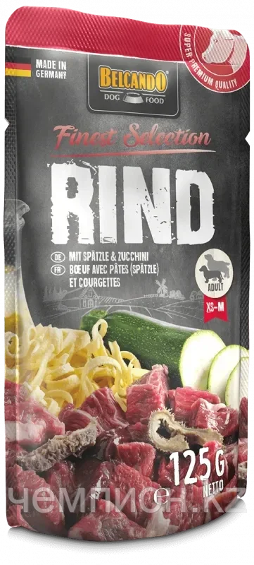 511614 BELCANDO Beef with Spaetzle & courgette, корм для собак с говядиной, лапшой и цуккини, пауч 125г