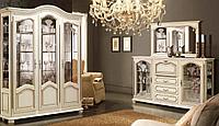 Гостиный комплект Давиль (витрина 3Д+комод с зеркалом) Молодечно Мебель белая эмаль/золото