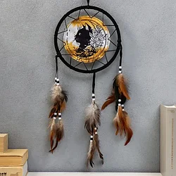 Ловец снов Черный кот с цветами, 20 см.