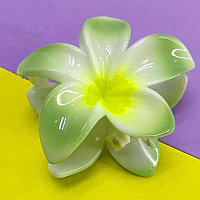 Заколка краб "Гавайский цветок" 8х4 см зеленая