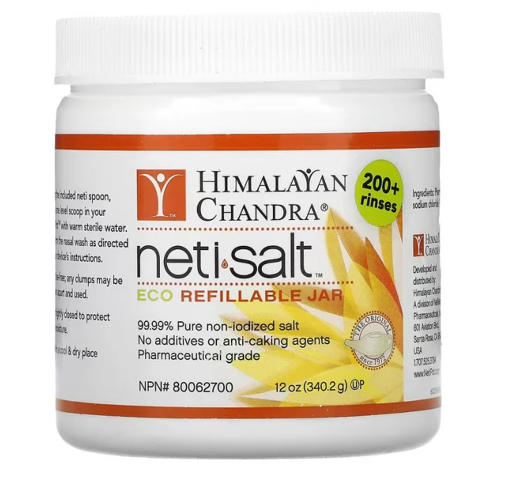 Himalayan Chandra, Neti Salt, соль, экобанка многоразового использования, 340,2 г (12 унций)