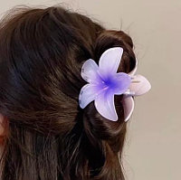 Заколка краб "Гавайский цветок" 8х4 см фиолетовая