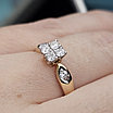 Золотое кольцо 585проба, бриллианты 0,32Сt 4/4 A , 0,08Ct 4/4 A размер 16,5, фото 2