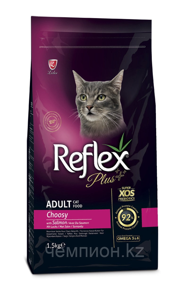 RFX-309 ReflexPlus Adult Cat Choosy Salmon, корм для привередливых кошек с лососем,уп.1.5кг