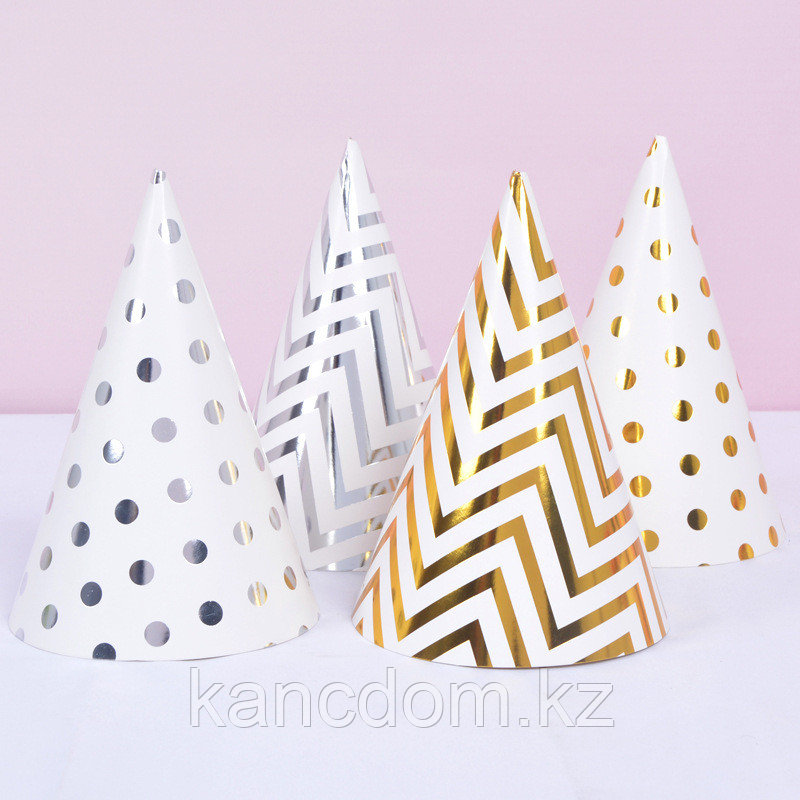 Колпак праздничный "Happy Birthday" 10шт