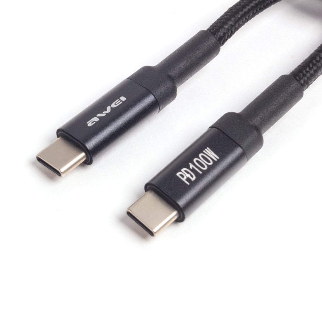 Awei CL-117T Интерфейсный кабель Type-C to Type-C 100W, 5A, 1m, Чёрный