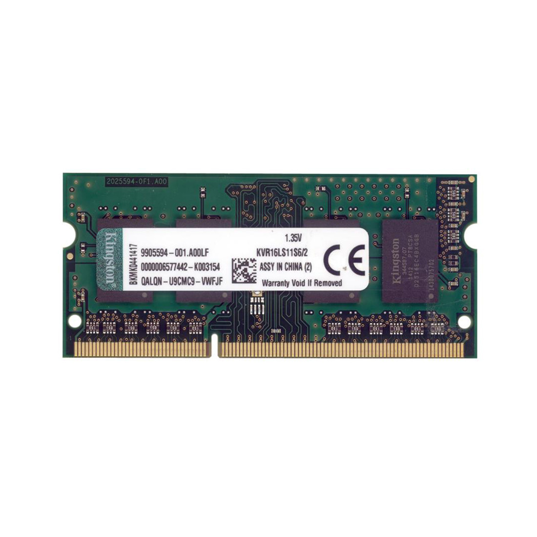 Kingston KVR16LS11S6/2 Модуль памяти для ноутбука DDR3, 2GB, SO-DIMM 1.35V <PC3-12800/1600MHz> CL11