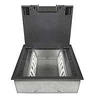 Напольный лючок на 12 модулей, метал. основание, пластик, серый