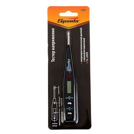 Тестер напряжения 12–220 В, жидкокристаллический дисплей с неоновой лампочкой Sparta, фото 2