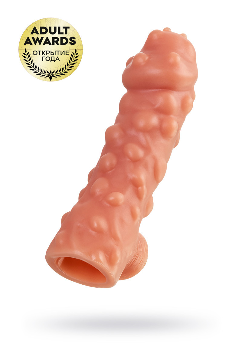 Насадка KOKOS реалистичная с дополнительной стимуляцией, TPE, телесная, 17.6 см  CS.003-L