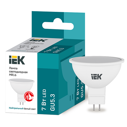 Лампа светодиодная Eco 7Вт MR16 софит 4000К GU5.3 630лм IEK, фото 1