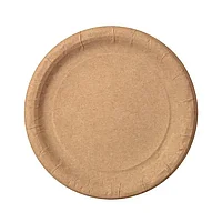 Тарелка, d-180 мм, 50 шт/уп, бумажная, двухсторонний с бортом, Крафт