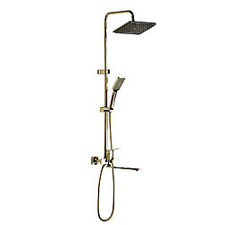 Душевая стойка со смесителем Atlas Conrad CD0008806, золотистый, излив 15 см, латунь (Ширина - 21 см, Глубина