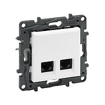 Информационная розетка двойная Niloe Step 2хRJ45 Кат.5e UTP Белый