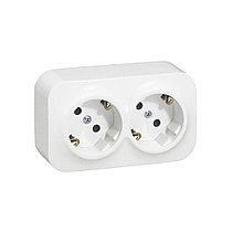 Розетка двойная с зк с зш Legrand Forix 16A 250В IP20 накладная белый
