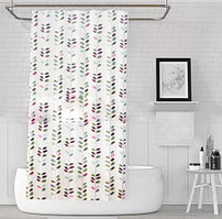 Водонепроницаемая тканевая шторка для ванной Jackline для душа 180х200 см с растительным узором белая