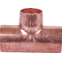 Тройник медный переходной, Диам. 1: 22 мм, Диам. 2: 12 мм, Диам. 3: 22 мм