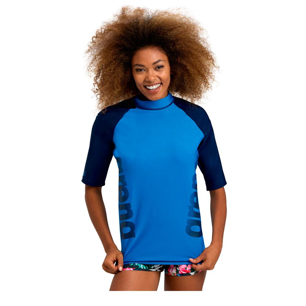 Arena футболка для плавания женская RASH vest turquoise navy XS-L