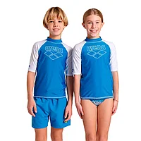 ARENA футболка для плавания RASH Vesr unisex blue china white 6-15 лет