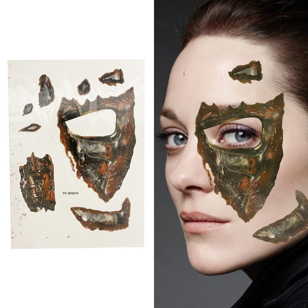 Временное тату Temporary face tattoo YC-WS016 Хэллоуин (Halloween) 15х25 см ржавый металл, фото 1