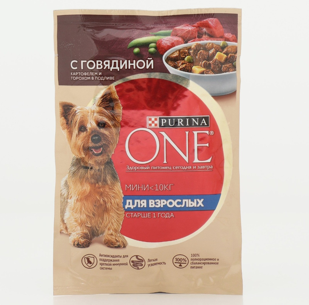 Purina One (Пурина Уан) Влажный корм для мини собак Говядина, 85 г, фото 1