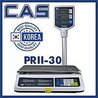 Весы торговые CAS PR-30 POLE со стойкой электронные настольные до 30 кг для магазина и склада