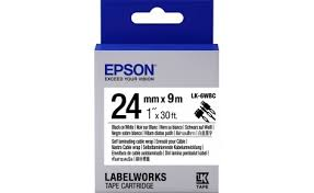 Лента для кабеля Epson C53S656901, LK-6WBC, 24 мм, белая/черная, 9м