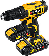STEHER V1, 20 В, 40 Н·м, 2 АКБ (2 А·ч), дрель-шуруповерт, кейс (CD-200-2)