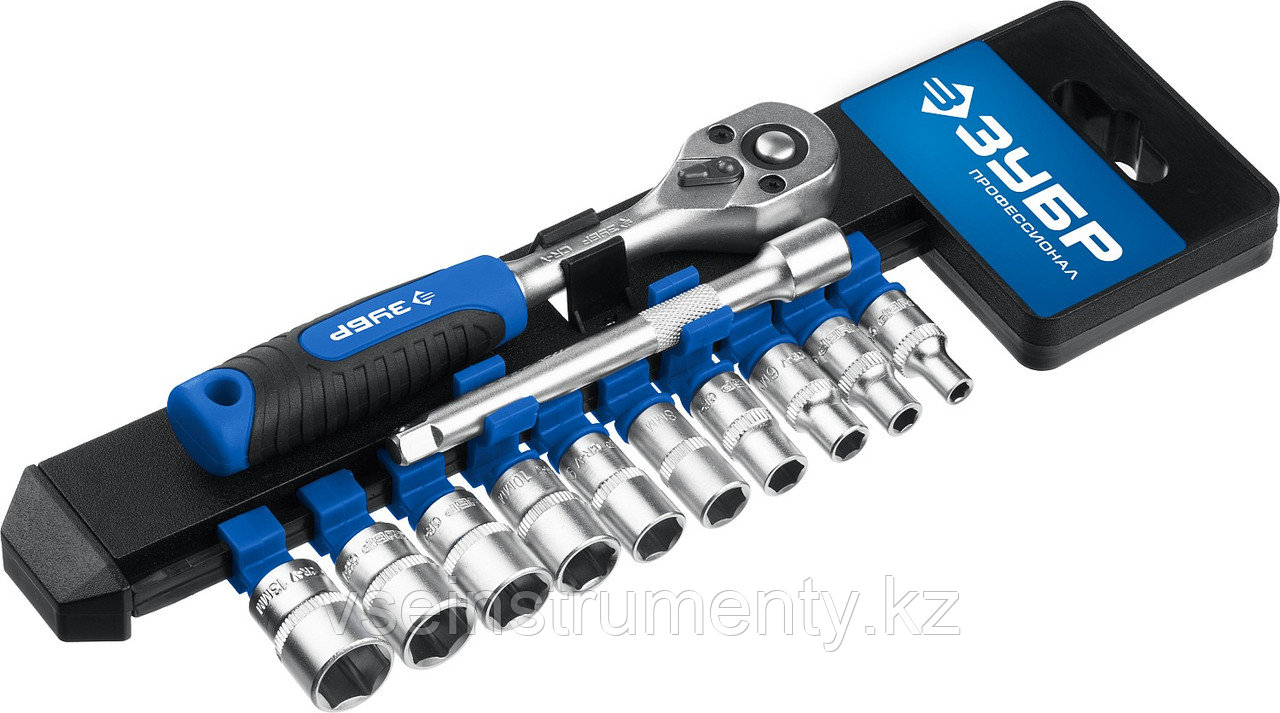 ЗУБР ТМ-12М, 12 предм., (1/4″), набор торцовых, Профессионал (27645-H12), фото 1